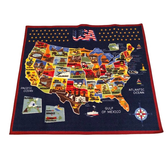 Smithsonian Ultimate USA Map Rug 3' 8" x 4' 4" United States America Kids Room - Picture 1 of 12